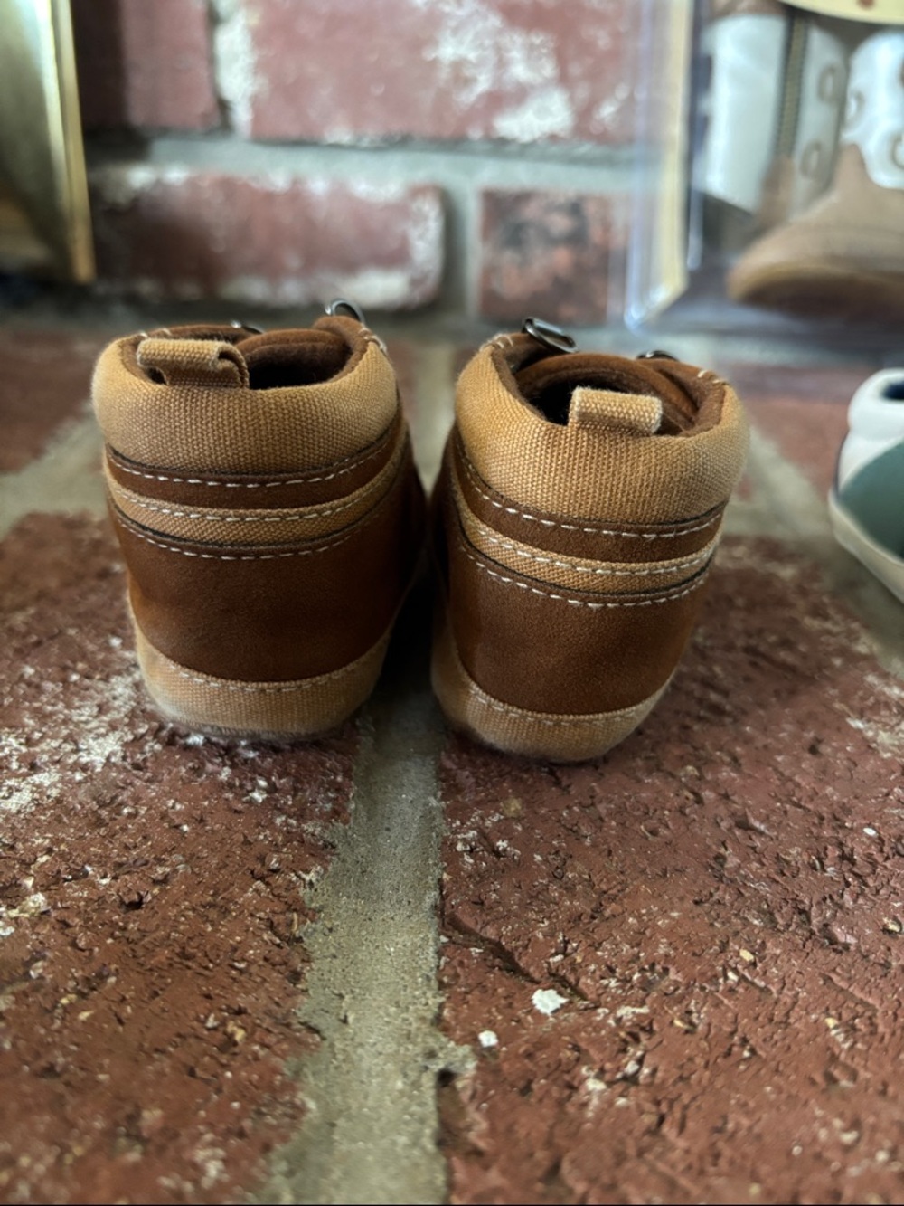 Brown Suede & Blue Accent Shoe Set - Casual Pre-Walker Soft Sole Baby Boy 0-6mo - Picture 3 of 9